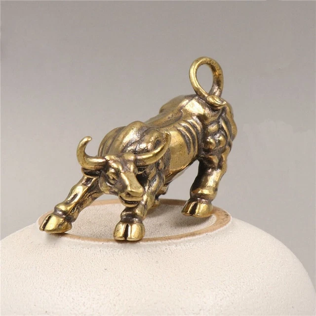Soild Brass Bullfighting Statue Ornament Animal Miniature Figurine Decoration