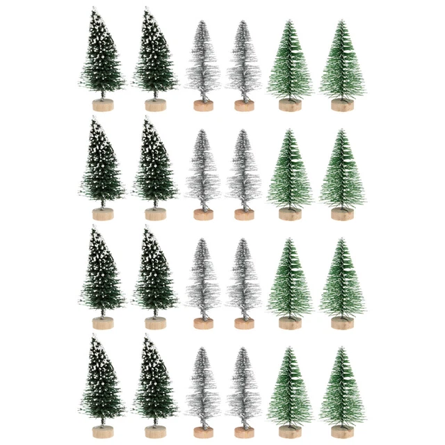 24 pz albero di Natale plastica artificiale pino da neve mini alberi di pino