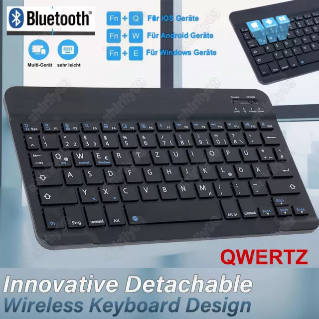 Deutsche Wireless Tastatur kabellos Keyboard Für Smart TV PC Handy Tablet QWERTZ