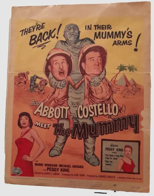 window card WC ABBOTT & COSTELLO MEET THE MUMMY '55 Marie Windsor 18x14 RARE HTF