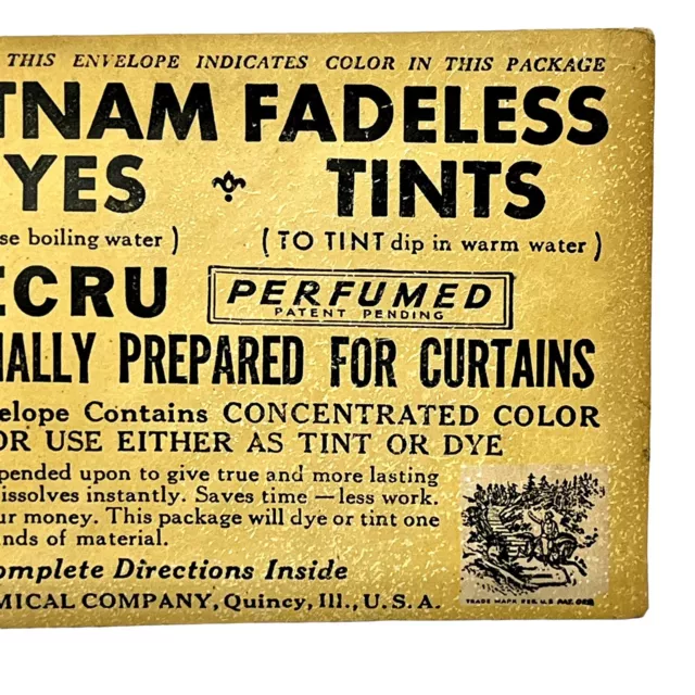 Vintage Putnam Fadeless Dyes Tints Monroe Chemical USA New Old Stock c. 1900'S 3