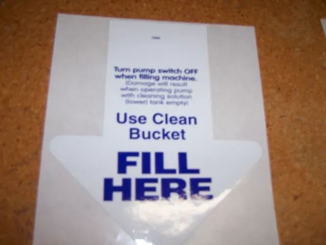 RUG DOCTOR Carpet Cleaner  R-40 FILL HERE DECAL  #75508