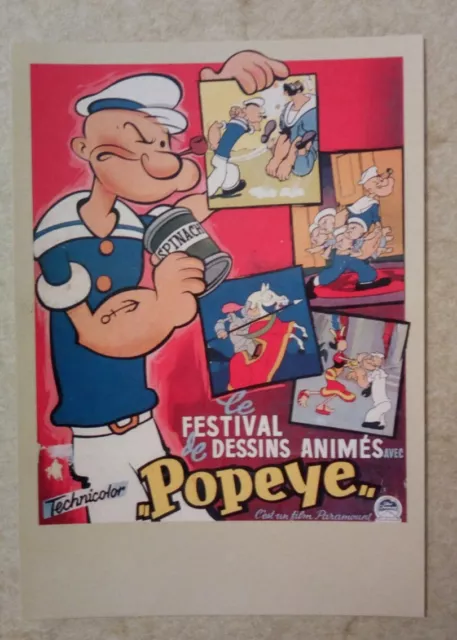 Carte postale Popeye Festival de dessins animés 1950 la mémoire du cinéma