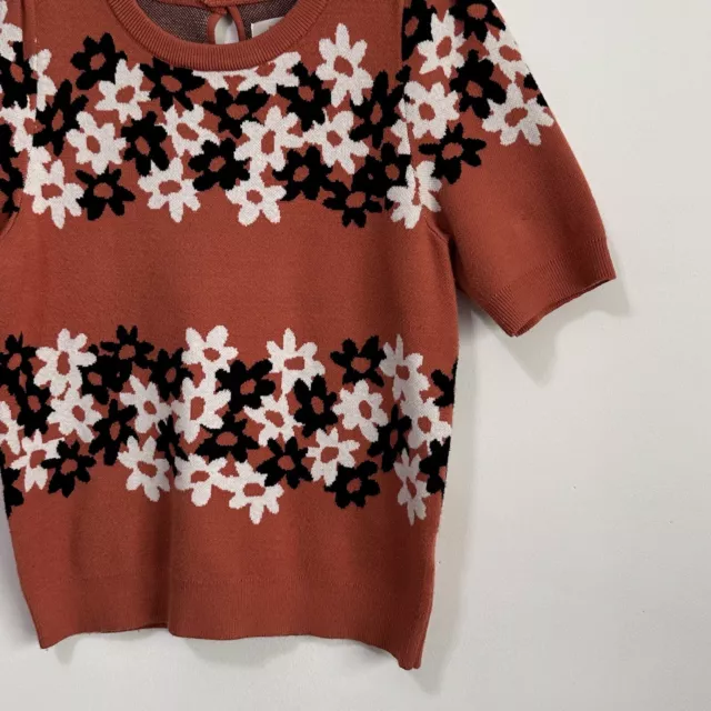 Anthropologie Maeve Floral Jacquard Knit Sweater Top S Honey Trendy Boho Shirt 2