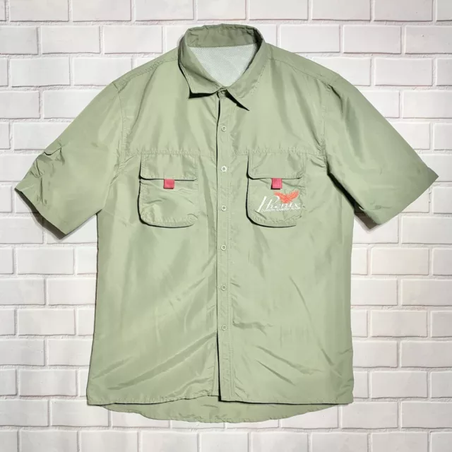 Phenix Custom Quality Rod Mens Fishing Camping Shirr Button Up Sz M