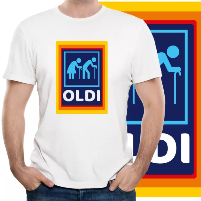 OLDI T-Shirt Men's Aldi Novelty Funny OLD Tee Top Hilarious Joke Tshirt Dad Gift