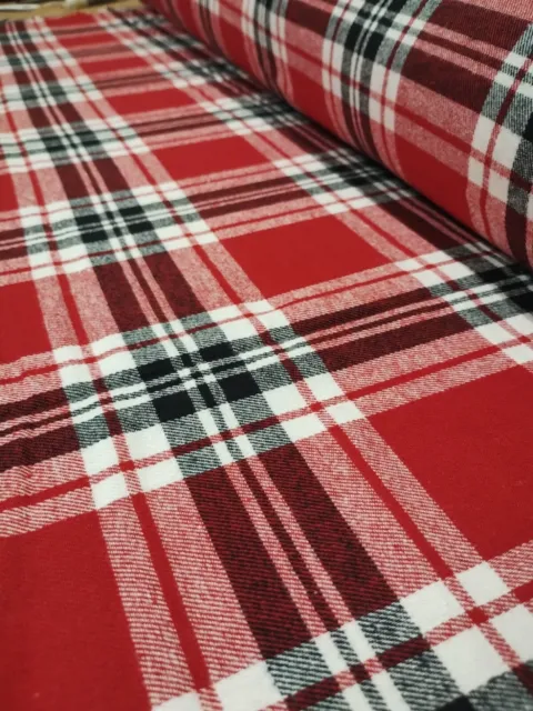 Roter Flanell gebürstete Baumwolle Tartan Pyjama Shirt Stoff, Dreassmaking pro 50 cm