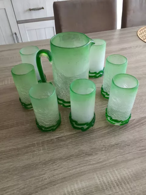 Service Orangeade ANCIENS OURALINE GOBELET VERRE SOUFFLÉ   URANIUM GLASS