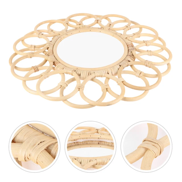 Miroir Mural Tissé En Rotin Miroir Mural En Rotin, Décoration Artistique En Forme D'étoile à 8