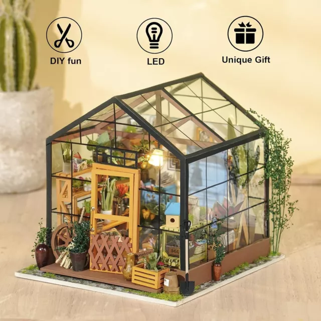 Rolife Cathy’s Flower House DIY Miniature Doll House Kit LED Dollhouse Xmas Gift 2