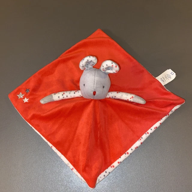 doudou plat lapin gris rose rouge étoile obaibi okaidi   neuf
