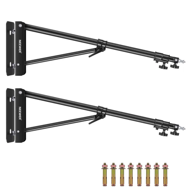 Neewer 2-Pack 180 Degree Triangle Wall Mounting Boom Arm for Photography Studio