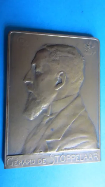Medal Plaque Bronze Belgium Gerald De Stoppelaar 1912 Signed IN XF