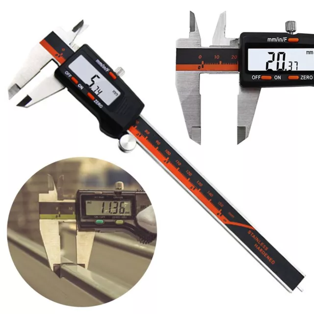 Stainless Steel Fraction MM Inch Digital Display Caliper Vernier Caliper LCD