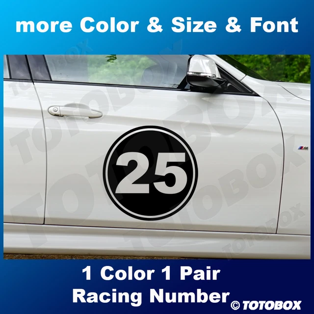 2X RALLY RACING Custom Number Circle Decal Auto Car Race Sport Sticker
