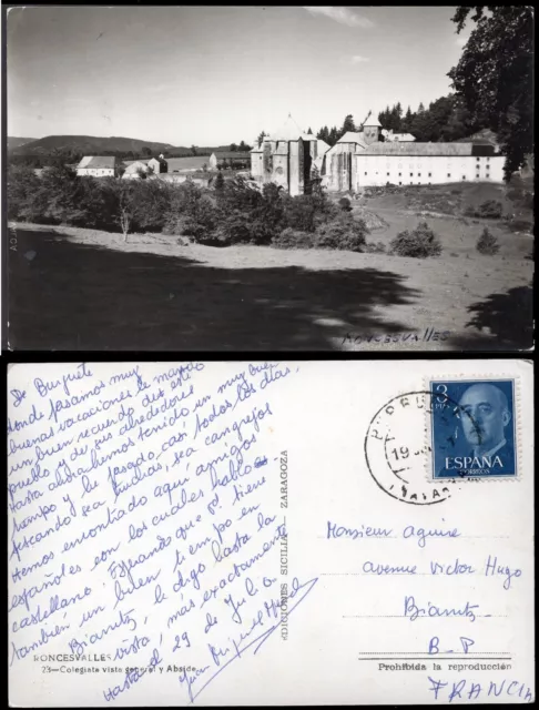 Navarra - Edi o TP 1159 - Postal Mat "Burguete 19/7/56" a Francia