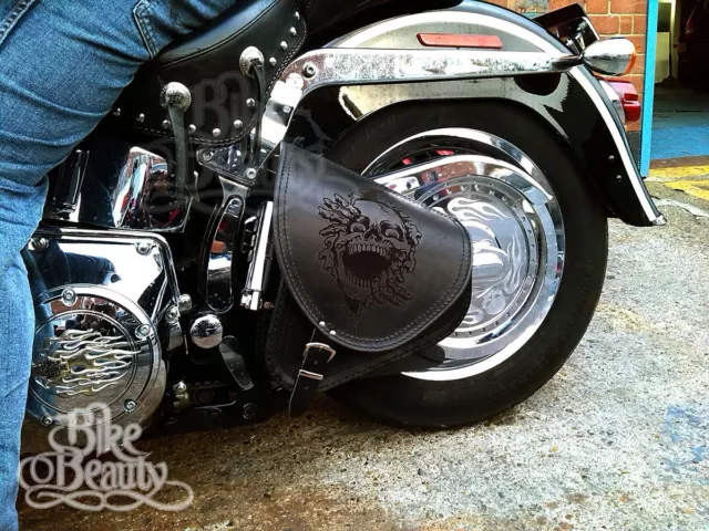 TOP LEATHER SWINGARM Skull Single Pannier Saddle Bag for Harley Davidson Softail 117.95 PicClick UK