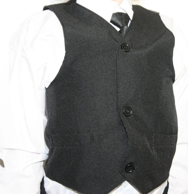 Bambini Pantaloni di Tuta 5 Pz. Camicia Gilet Cravatta Blazer per Party Nero 104 6