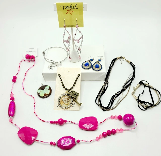 Mixed Jewelry Lot New & Used Necklaces Bracelets Earrings Jjill Owl Pink