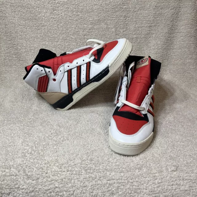 ADIDAS RIVALRY HIGH Top Red White Men's Leather Retro Shoes Sneakers ...