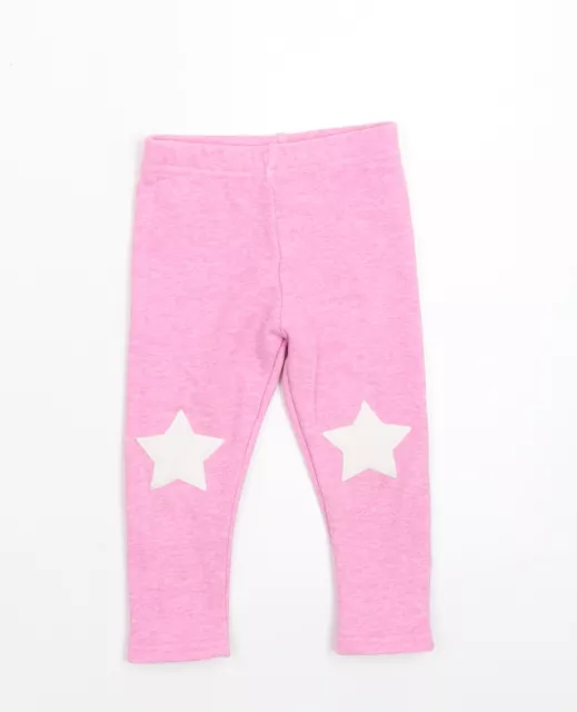 NEXT Girls Pink Cotton Jogger Leggings Size 12-18 Months Pullover - Star