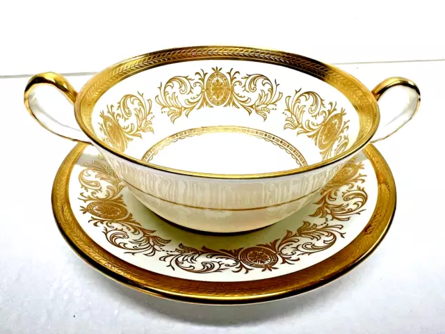 Aynsley John Imperial Gold 194 Soup cup  & Saucer gold White Fine Bone China