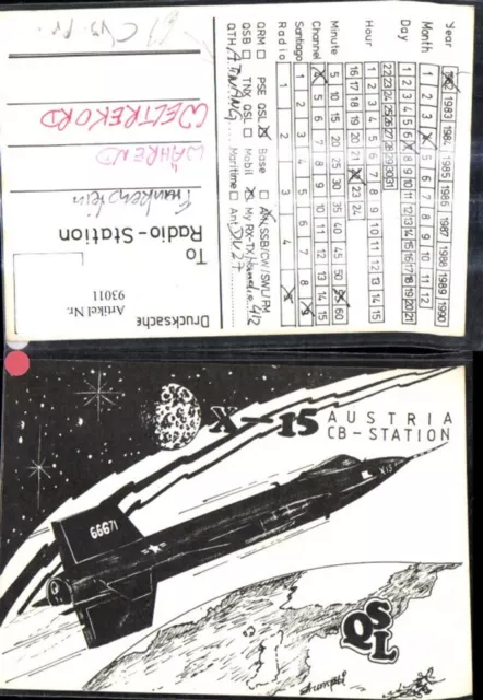 93011,QSL CB Karte Attnang X-15 Rakete sign Stumpfi