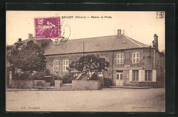 CPA Brassy, Mairie et Poste, Hôtel de Ville et Post 1934