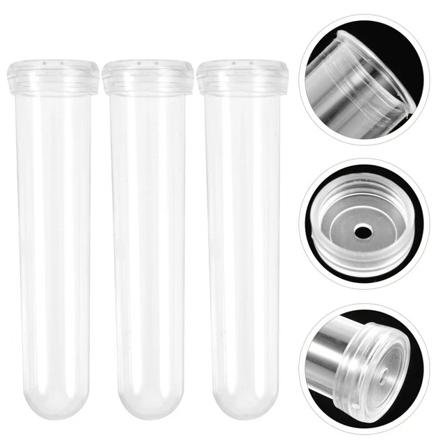 50 Pcs Planting Tube Plastic Water with Clear Cap Flower Nutrition Container