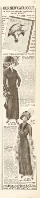 1912 Bellas Hess & Co New York City NY Women's Clothing Hat Fashion Catalog Ad