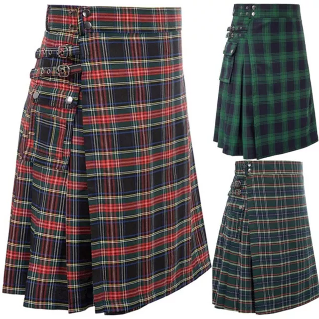 Scottish Kilts Highland Casual Kilt 5 Yard 4 Farben Herren Plaid Taschenrock