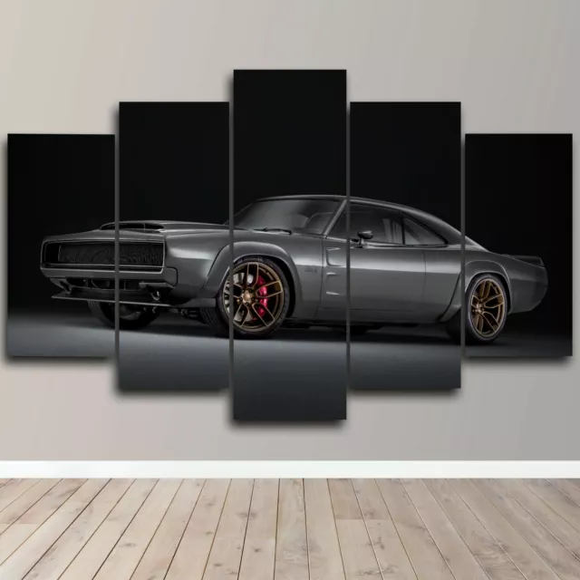 Dodge Super Challenger Racing Giants 5 Piece Canvas Wall Art Print Home Decor