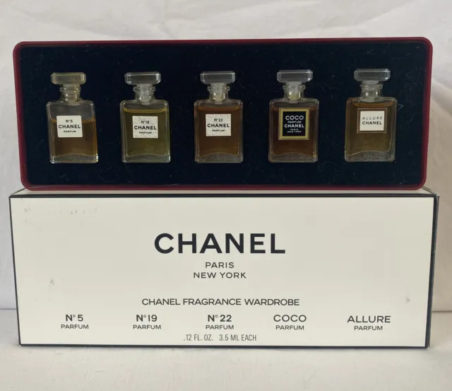 VINTAGE CHANEL FRAGRANCE Wardrobe Set 5 Mini Perfume Eau de Parfum RARE No. 19 $169.99 - PicClick