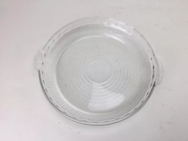 RARE Pyrex 229 Pie Plate Deep Dish Basketweave Fluted Edge Clear Glass 10"