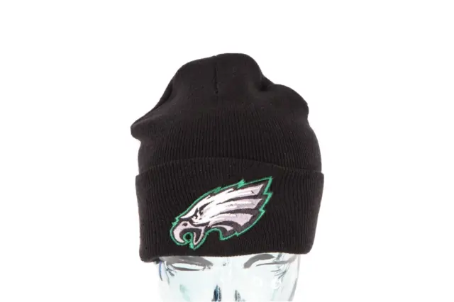 NOS Vintage NFL Philadelphia Eagles Football Knit Winter Beanie Hat Cap Black