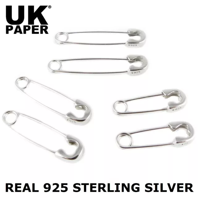 925 Sterling Silver Punk Earrings Safety Pin Gothic Clip Small Large Sex Pistols 3