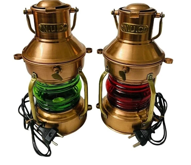 Lampe Maritime En Cuivre AGA Circa 1910 - Pièce De Collection Nautique Rare