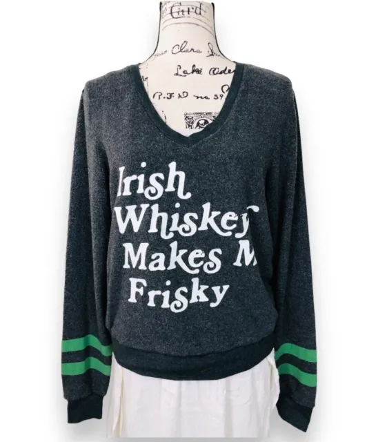 Wildfox Women’s Charcoal Sweatshirt Size Small Pullover Graphic Irish Whiskey