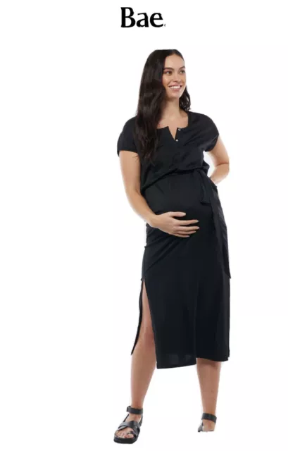 Bae. The Label Sideline Maxi Dress Black Maternity & Breastfeeding Small