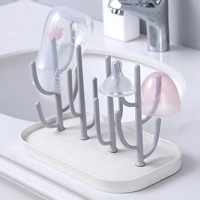 Estantes de secado de biberones para bebé portaestantes de limpieza de vasos de agua (beige)