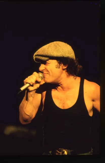 AC/DC Brian Johnson singing in concert Newsboy Cap Original 35mm Transparency