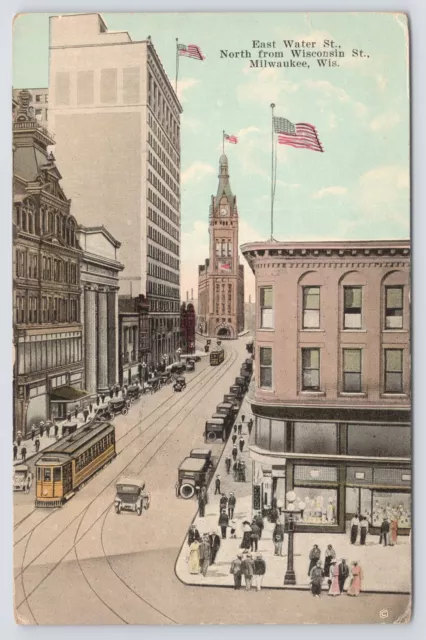 Main Street~c1917~PM 1988~East Water St~North From Wisconsin St~Milwaukee~Flag