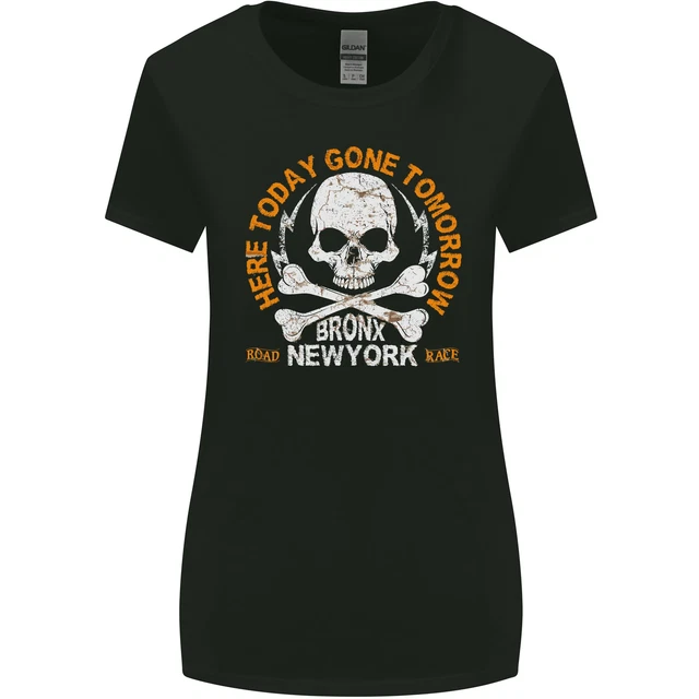 Biker Skull Here Today Motorbike Motorcycle Womens Wider Cut T-Shirt