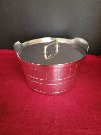 Vtg. 1950's Gorham  Silverplate Lidded Butter Tub / Barrel / Bucket