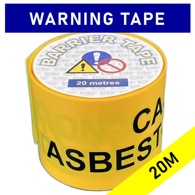 Nastro di avvertimento barriera plastica PERICOLO AMIANTO - aree off cavo - rotolo 20M