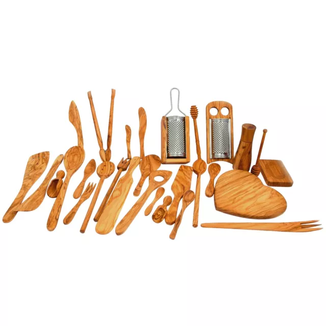 Wooden Cooking Utensils - Handmade from Olive Wood - Unique Bio Kitchen Products