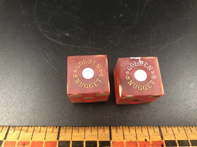 Golden Nugget Casino Dice - Pair Of Red Dice -Used