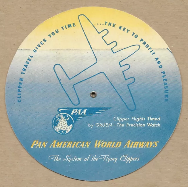 1947 Pan American World Airways Flying Clippers PAA Flight Selector Time Dial 3