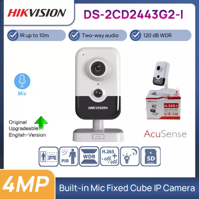 Hikvision 4MP Cube IP Camera Two-way Audio AcuSense WDR IR PoE DS-2CD2443G2-I