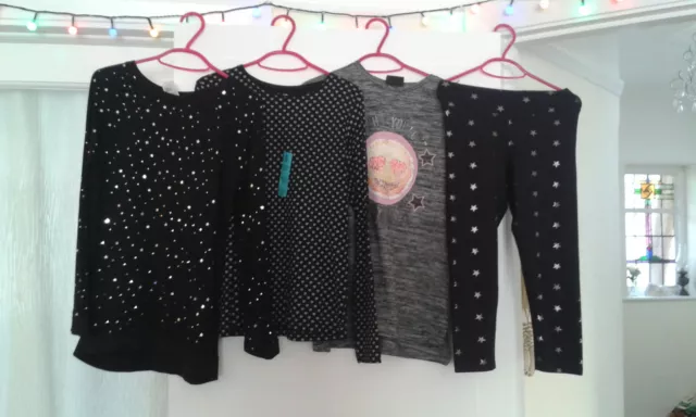 Girls Long Sleeved Top T-Shirt Black 90 Degree By Reflex Leggings Ages 12 13 14